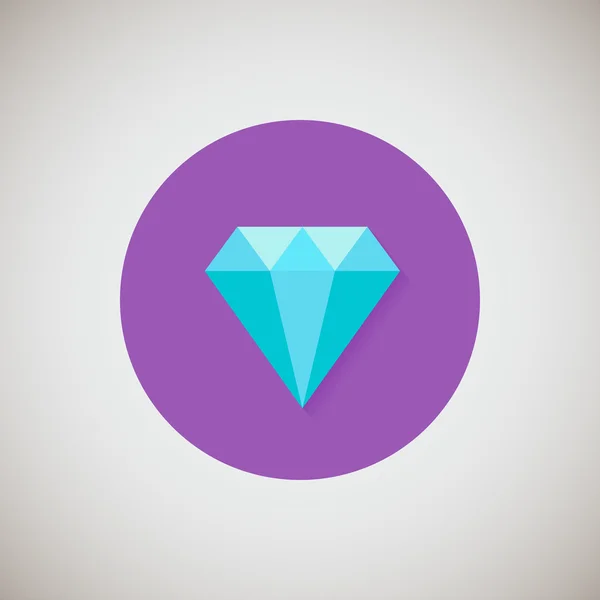 Icono plano de diamante. Diseño plano estilo moderno vector ilustración. Aislado sobre fondo de color elegante. Icono de sombra plana larga. Elementos de diseño plano. EPS 10 . — Vector de stock