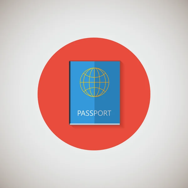 Passport flat icon. Flat design style modern vector illustration. Isolated on stylish color background. Flat long shadow icon. Elements in flat design. EPS 10. — Διανυσματικό Αρχείο