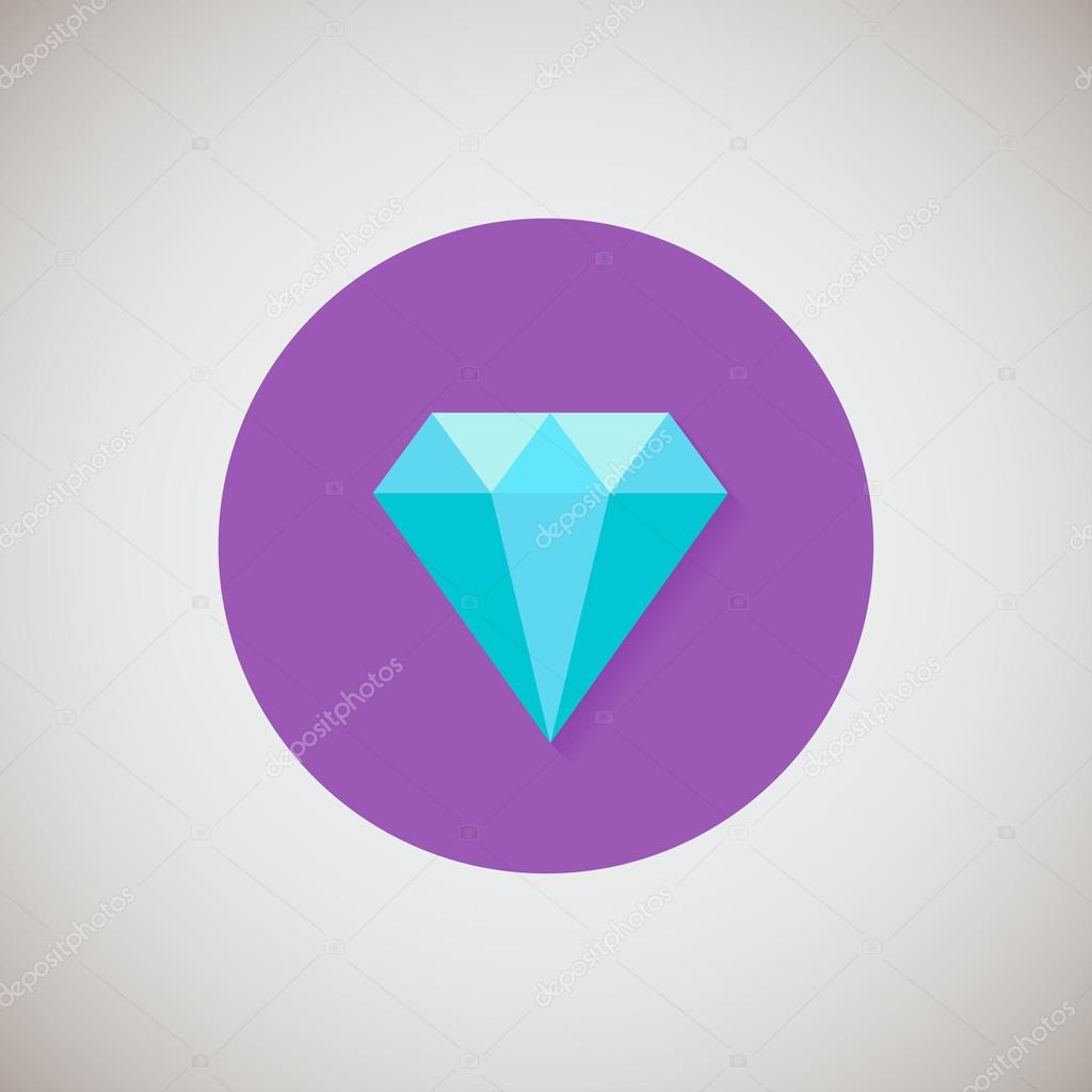 Diamond flat icon. Flat design style modern vector illustration. Isolated on stylish color background. Flat long shadow icon. Elements in flat design. EPS 10.