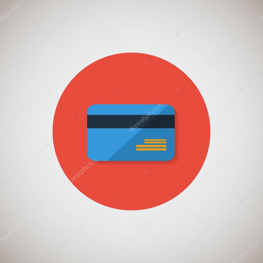 Credit card flat icon. Flat design style modern vector illustration. Isolated on stylish color background. Flat long shadow icon. Elements in flat design. EPS 10.