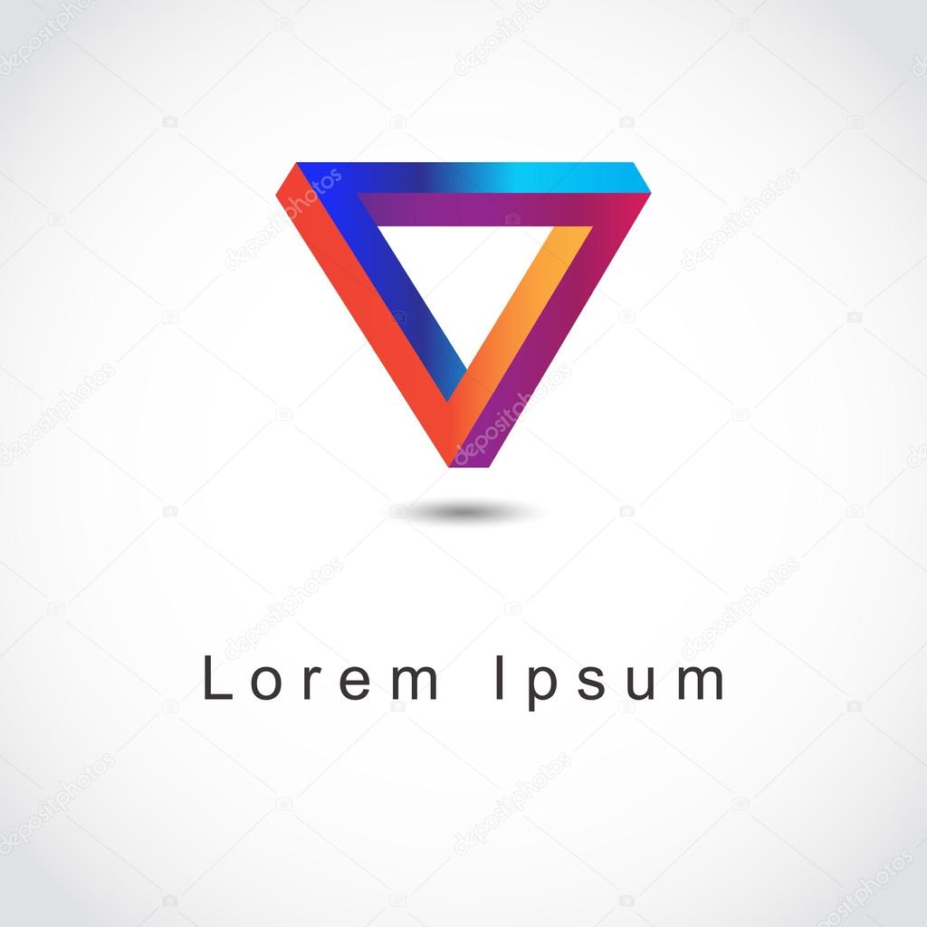 Triangle Logo Abstract Infinite impossible loop vector design template. Corporate icon logotype. Creative Square infinity lineart concept. Logic Puzzle