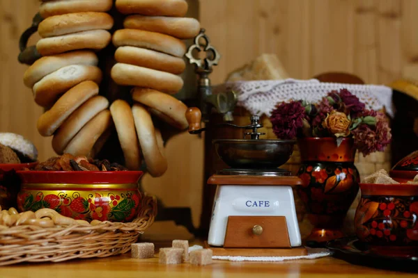 Russian Samovar Bagels Tea — Stock Photo, Image