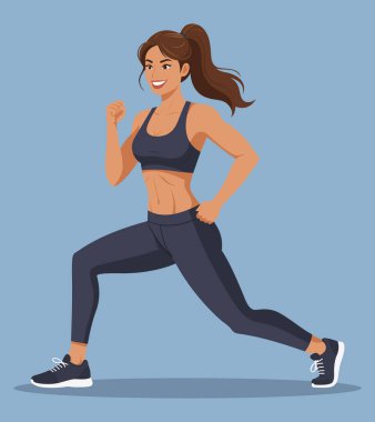 Happy athletic woman running and jogging as part of her daily fitness routine