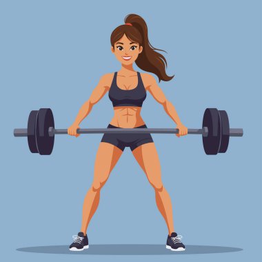 Strong athletic woman lifting heavy barbell weight for serious strength training workout
