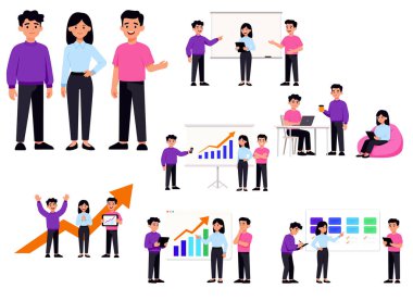 Kurumsal iş adamı sunum kurulunda çalışıyor.