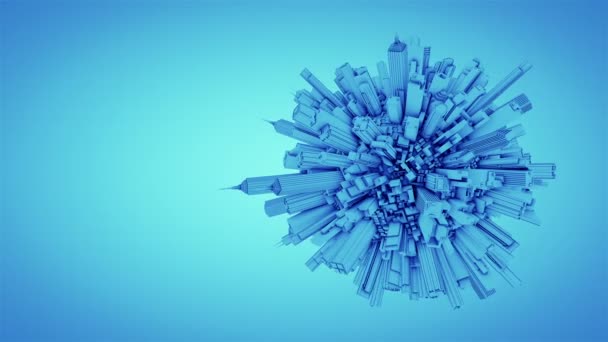 Smooth animation of globe rotating with abstract city. Blue tint. Seamless loop. More color options available in my portfolio. — Stock Video