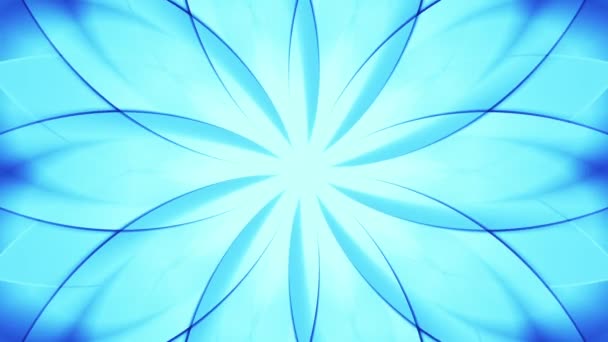 Caleidoscópio móvel brilhante abstrato de padrão de flor. Tintura azul. Animação em loop sem costura. Mais opções de cores disponíveis no meu portfólio . — Vídeo de Stock
