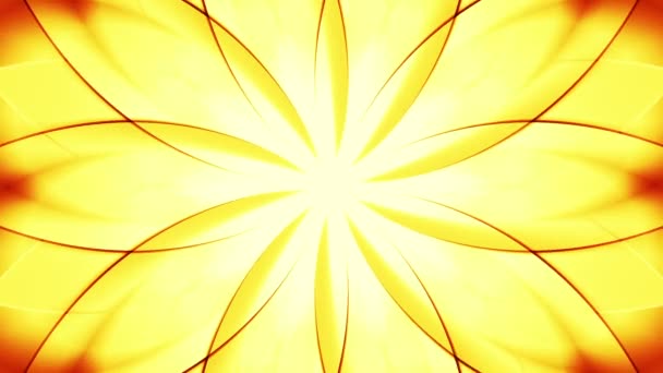 Abstract bright moving kaleidoscope of flower pattern. Gold tint. Seamless loop animation. More color options available in my portfolio. — Stock Video