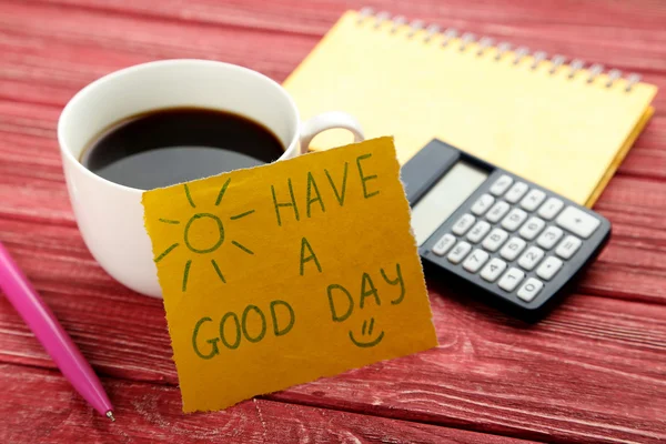 Have a good day  note  with coffee