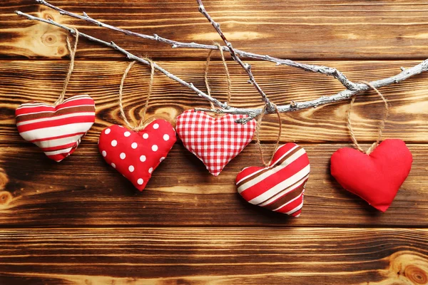 Amor corazones colgando de una rama de árbol — Foto de Stock