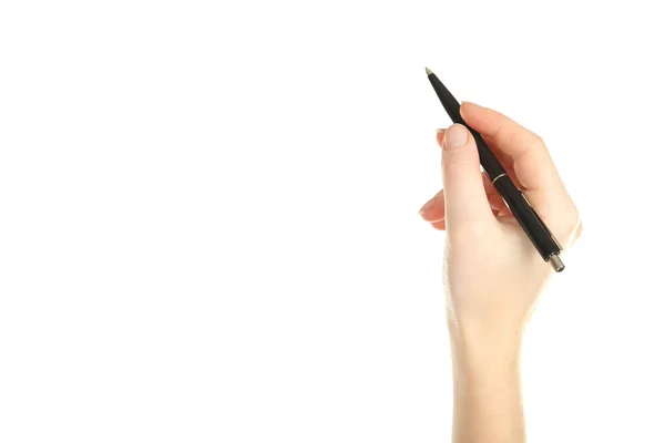 Main féminine avec stylo — Photo
