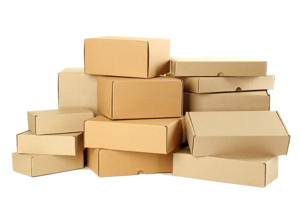 Empty cardboard boxes isolated on a white Stock Picture