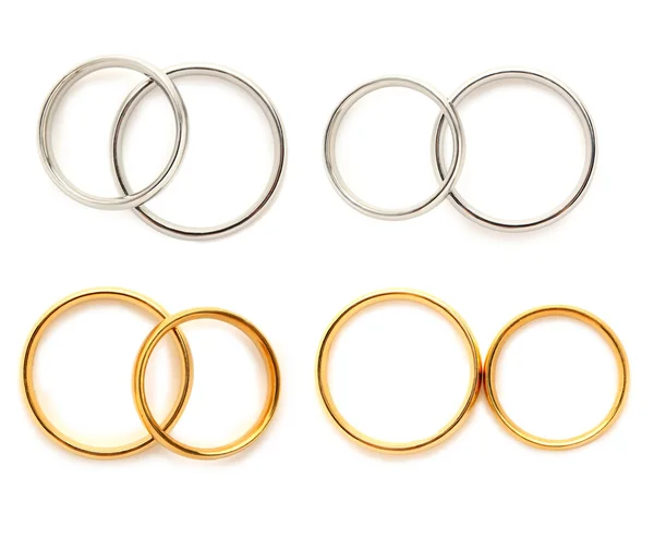 Golden and silver wedding rings — Stock Photo, Image