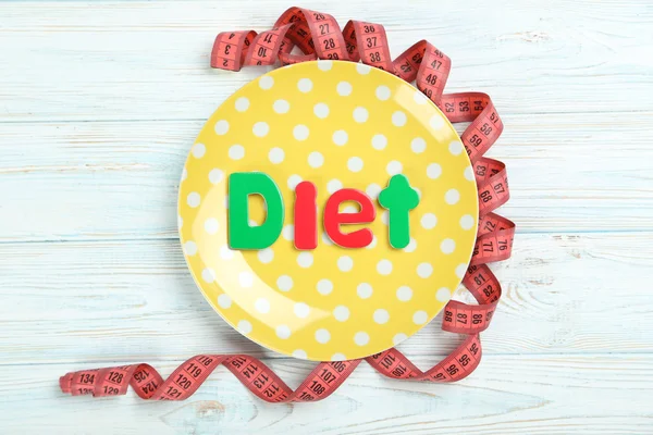 Yellow plate with word- Diet — Stock Photo, Image