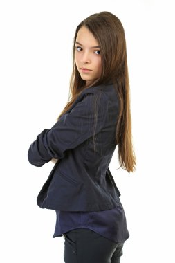 Beyaz arka planda güzel bir kız