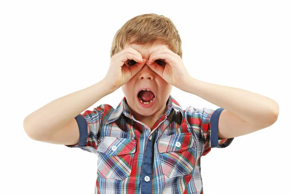 Retrato de niño hermoso aislado en blanco — Foto de Stock