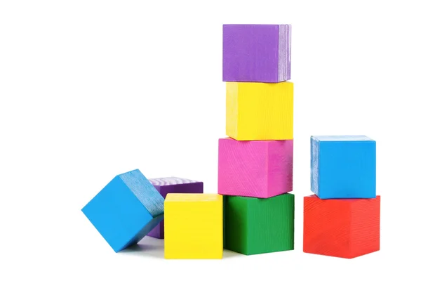 Cubos de brinquedo de madeira coloridos — Fotografia de Stock