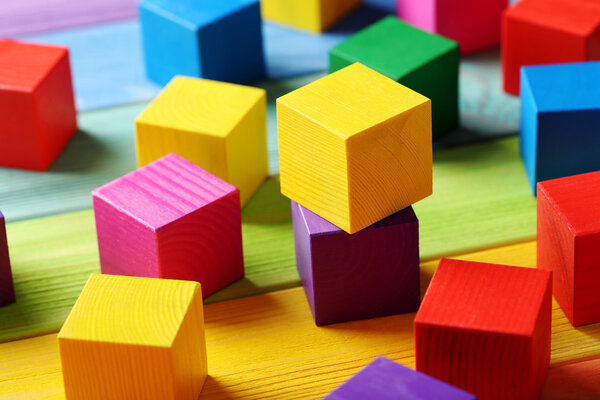 Colorful wooden toy cubes 