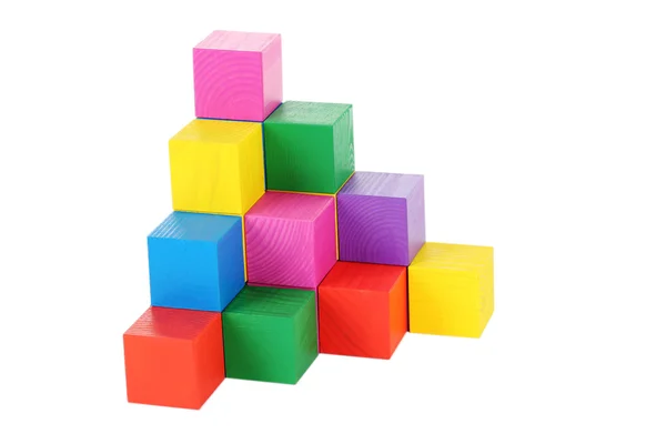 Colorful wooden toy cubes — Stock Photo, Image