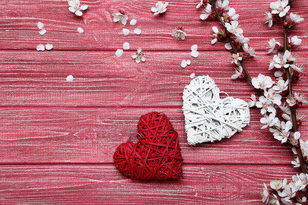 Tree branches with flowers and hearts 