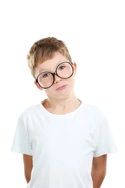 Happy little boy with eyeglasses — Stock Photo, Image