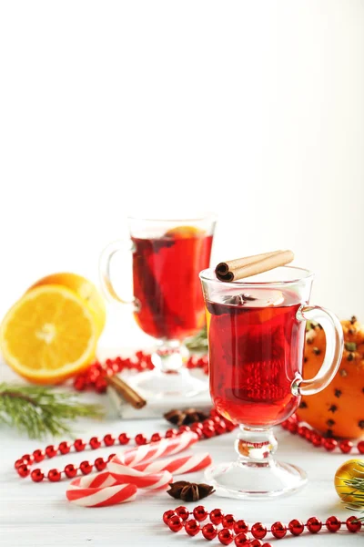 Mulled wine in glasses on white — Stock Photo, Image