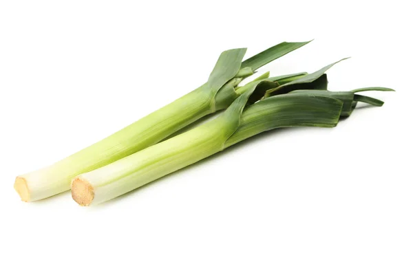 Green leeks isolated on a white — Stock Photo, Image