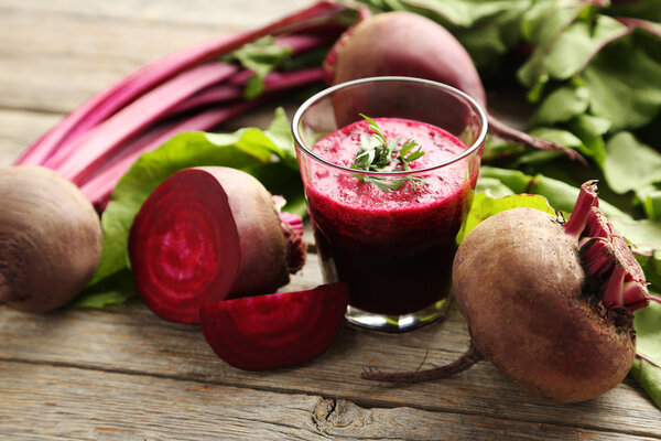Fresh beets juice in glass