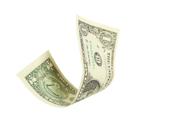 Un billete de un dólar cayendo — Foto de Stock