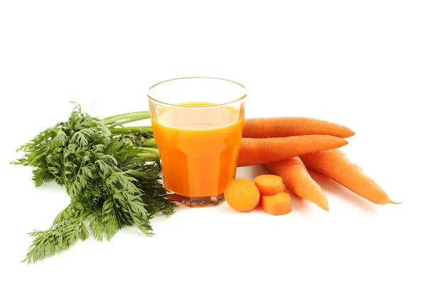 Fresh carrot juice in glass isolated — Stock Photo, Image