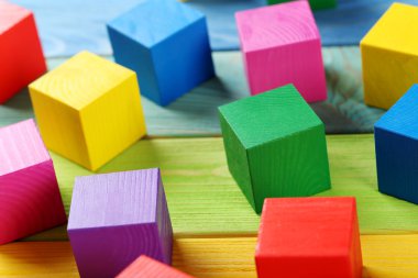 Colorful wooden toy cubes