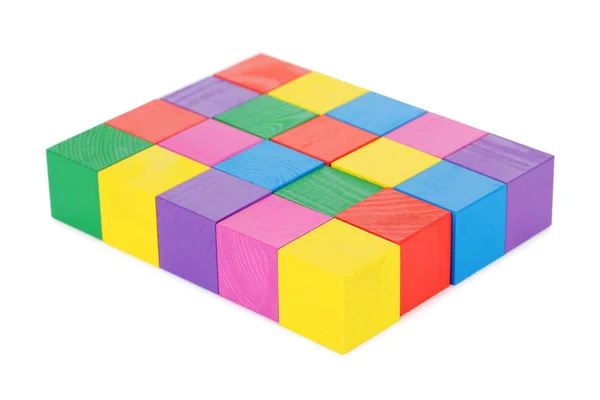 Colorful wooden toy cubes isolated — Stock Photo, Image