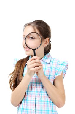 Büyüteç ile genç kız