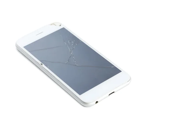 Smartphone roto en un blanco — Foto de Stock