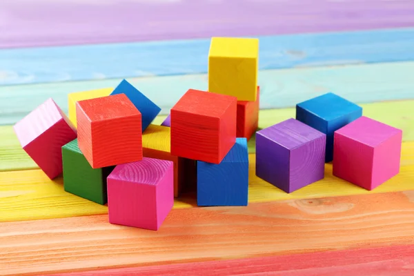 Colorful wooden toy cubes — Stock Photo, Image