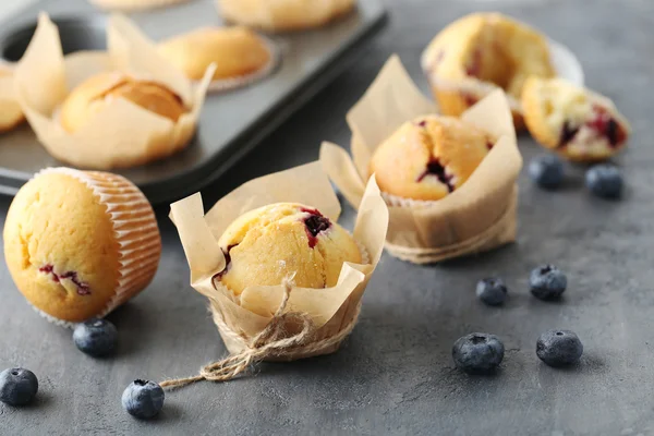 Muffins con arándanos de cerca —  Fotos de Stock