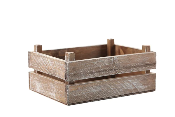 Caja de madera sobre blanco — Foto de Stock