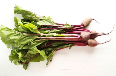 Bir beyaz üzerine taze pancar 