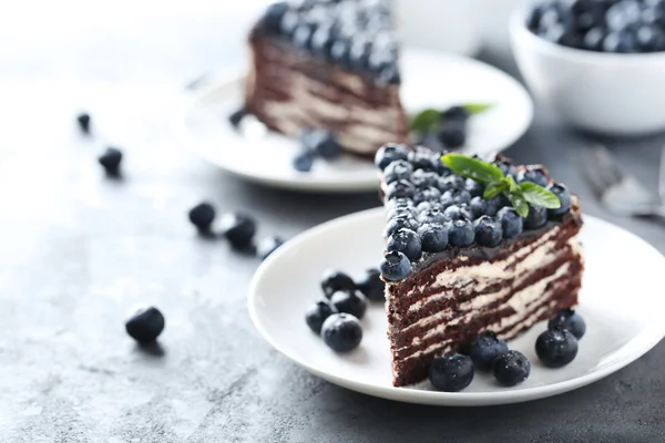 Leckeren Kuchen mit Blaubeeren — Stockfoto