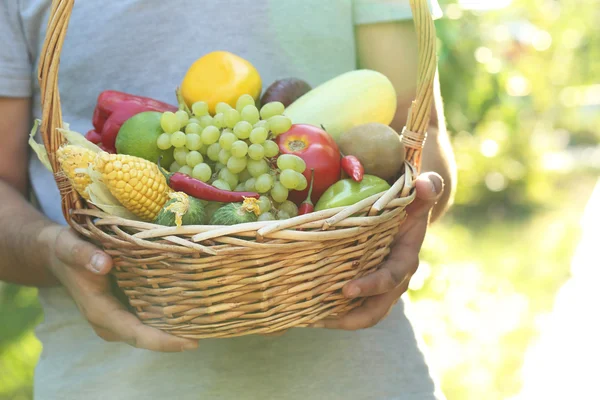 Keranjang dengan buah-buahan dan sayuran — Stok Foto