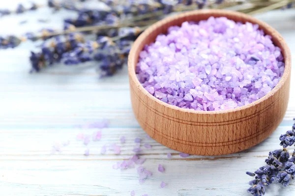 Lavender flowers and sea salt Stock Photo