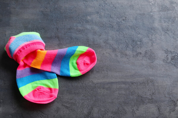 Colorful socks on  table