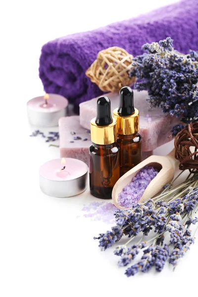 Lavender oil with soap — Stock Photo, Image