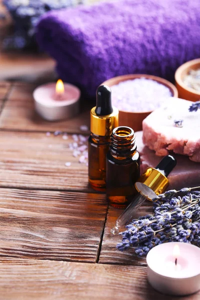 Lavender oil with soap — Stock Photo, Image