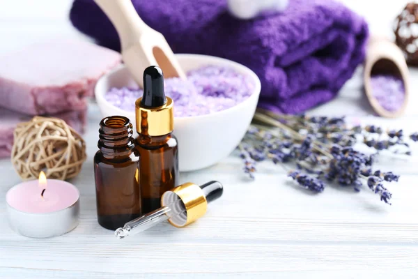 Lavender oil with soap — Stock Photo, Image