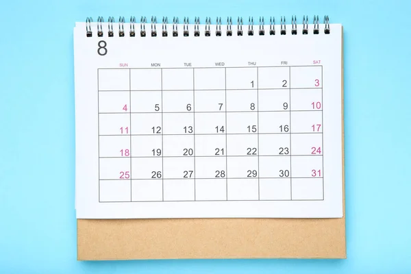 Pagina Del Calendario Cartaceo Sfondo Blu — Foto Stock