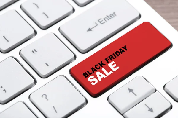 Fundo Novo Teclado Computador Com Texto Black Friday Venda — Fotografia de Stock