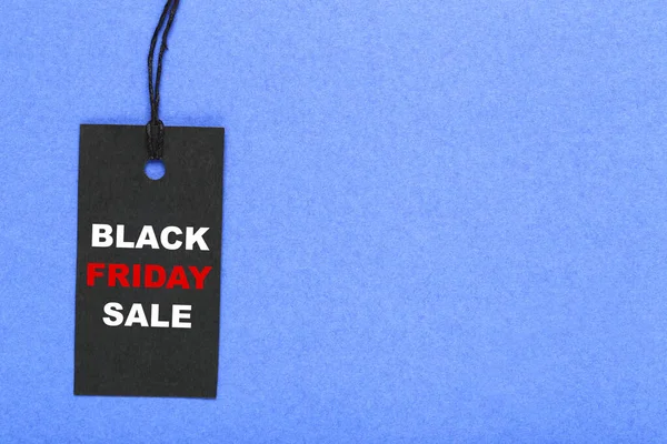 Etichetă Vânzare Text Black Friday Vânzare Fundal Albastru — Fotografie, imagine de stoc