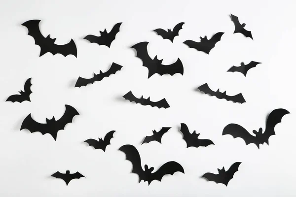 Chauves Souris Papier Halloween Sur Fond Gris — Photo