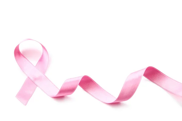 Conceito Cancro Fita Rosa Isolada Fundo Branco — Fotografia de Stock